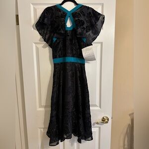 NWT Boutique Floral Burnout Flouncy Midi Dress